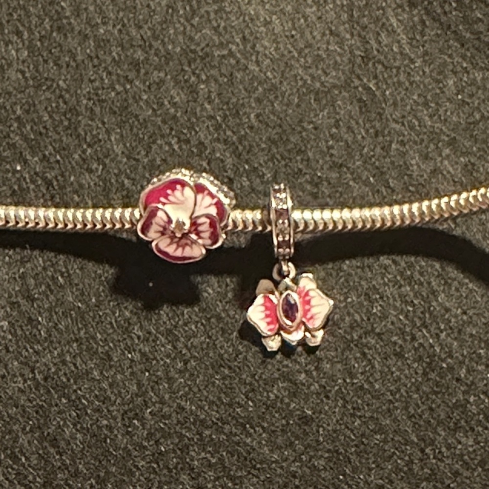 2 Flower Charms Pansy & Orchid